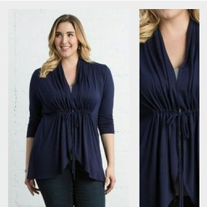 Navy Blue Drawstring Cardigan